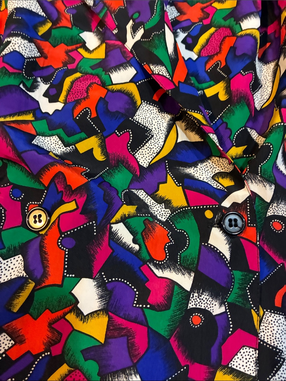 AMAZING vintage 1980s?  Chaus  Abstract colors pop double breasted blouse - Picture 11 of 11